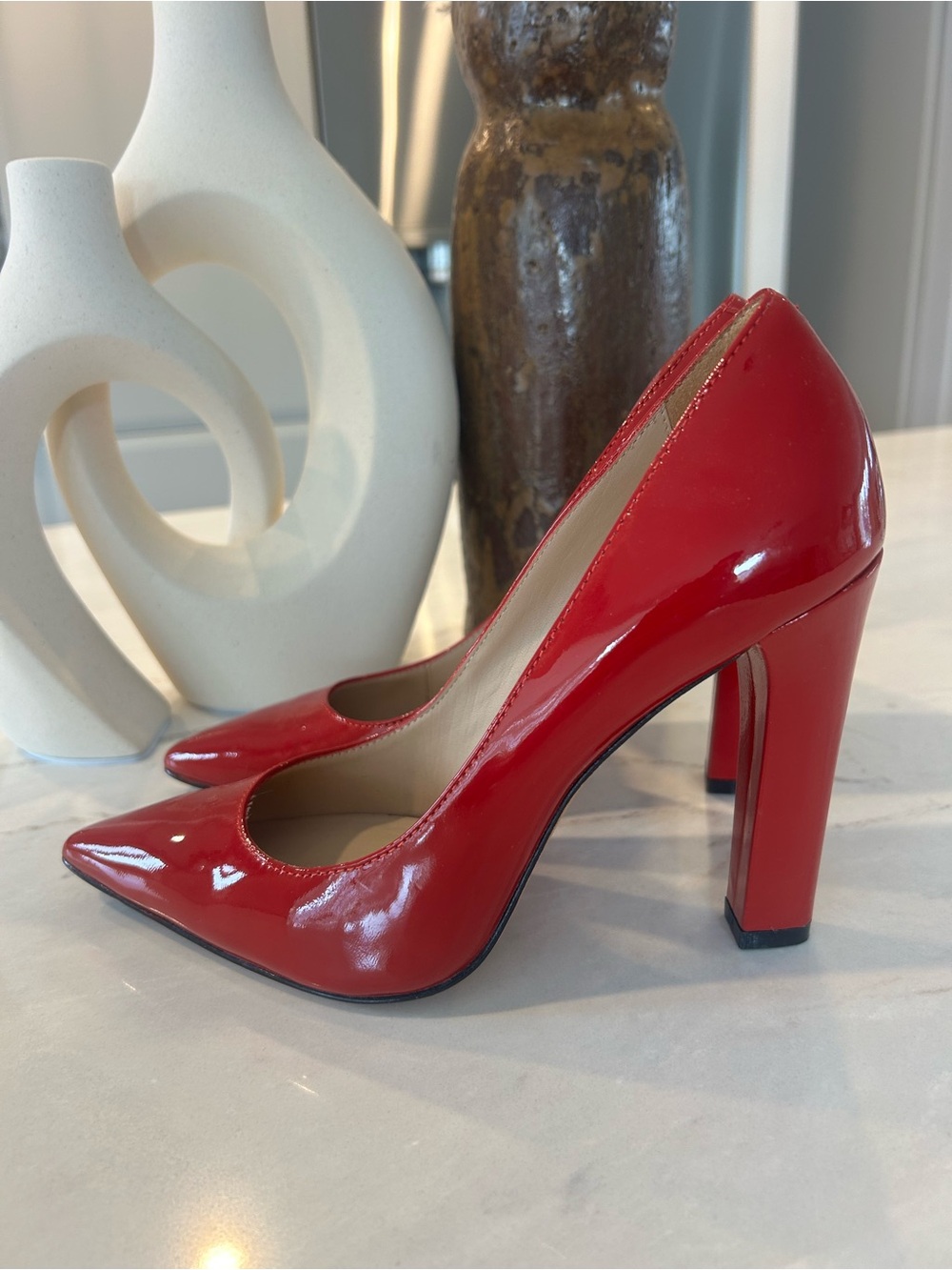 Gorgeous Elizabeth and James Red Patent Block Heel Pumps❤️7